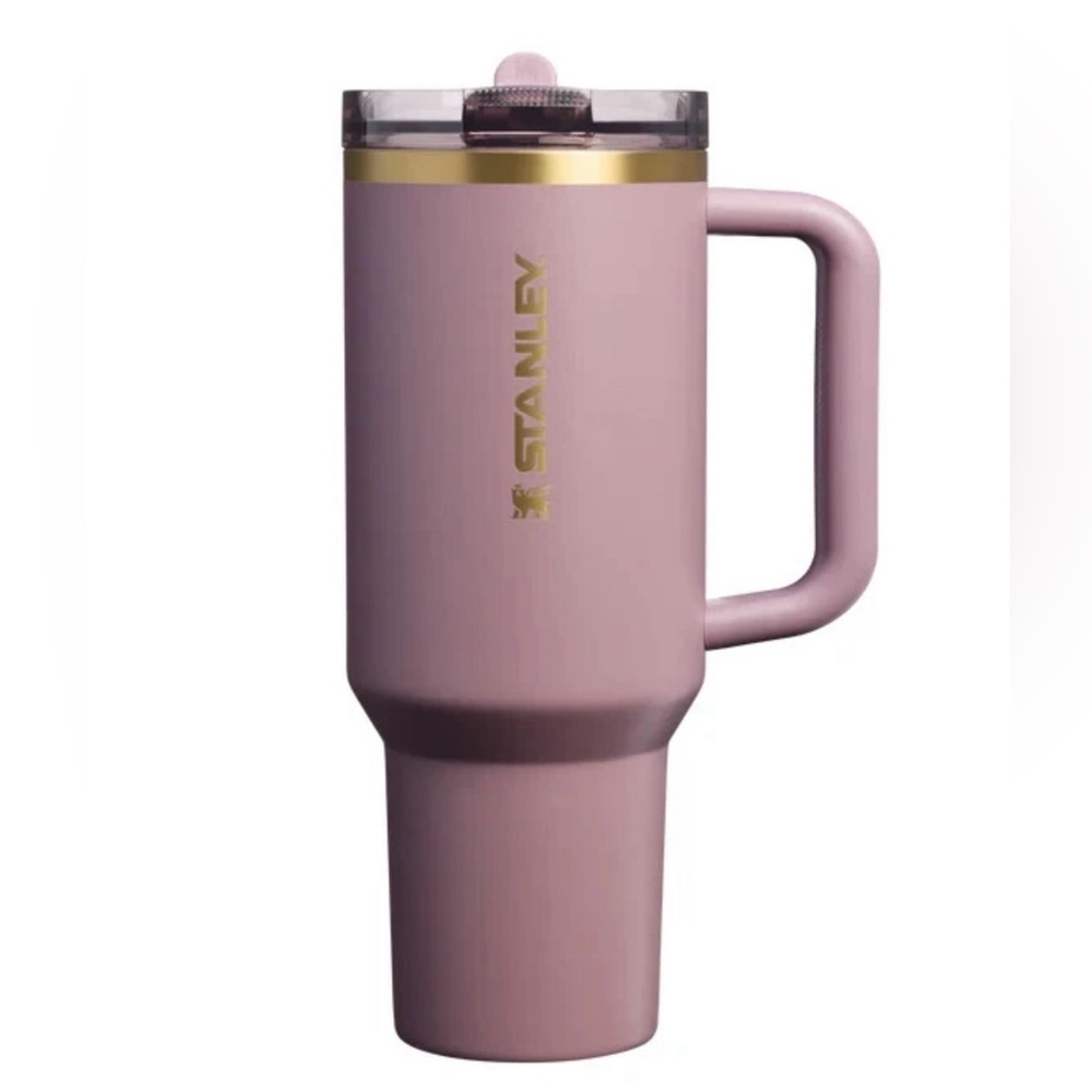 Stanley Rose Pink Travel Tumbler with Gold Accents